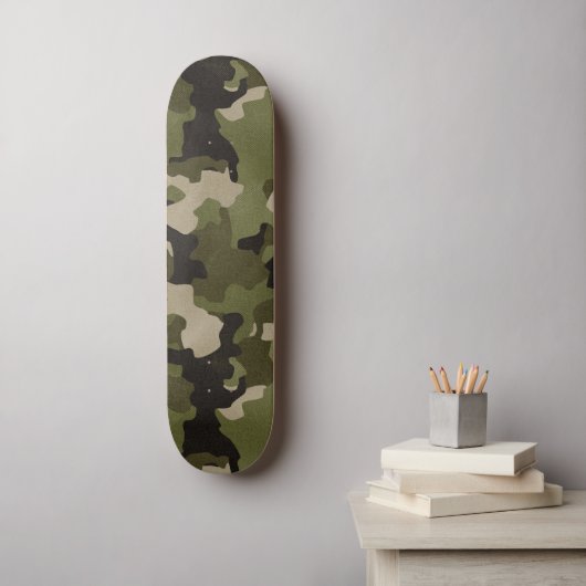 Groen Camo Realistisch Grunge Effect Persoonlijk Skateboard (Muurkunst)