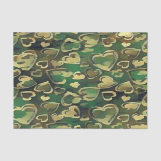 Groen Camoflauge Hart Tissuepapier (Voorkant)