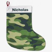 Groen Camouflage Hunter Neutral Pattern Monogram Grote Kerstsok (Voorkant)