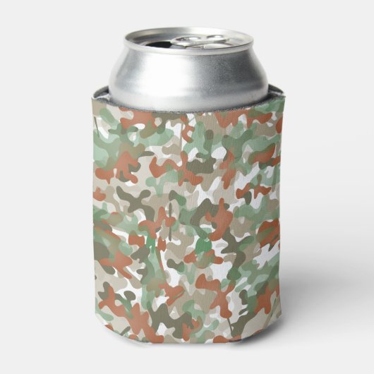 Groen camouflage ontwerp in aardetinten blikjeskoeler (Blikje Voorkant)