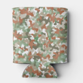 Groen camouflage ontwerp in aardetinten blikjeskoeler (Achterkant)