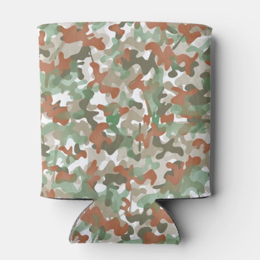 Groen camouflage ontwerp in aardetinten blikjeskoeler (Achterkant)