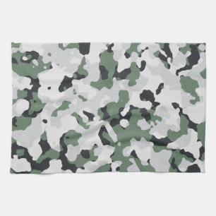 Groen camouflage-patroon theedoek