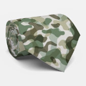 Groen camouflagepatroon in aardetinten stropdas (Opgerold)