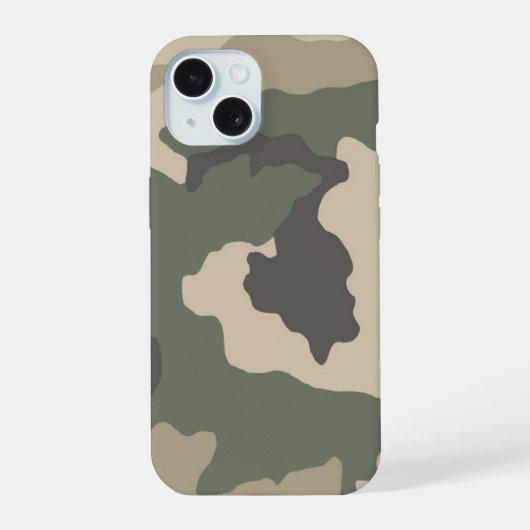 Groen Camouflagepatroon iPhone 15 Case (Achterkant)
