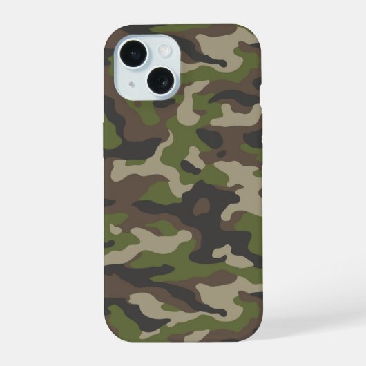 Groen Camouflagepatroon iPhone 15 Case (Achterkant)