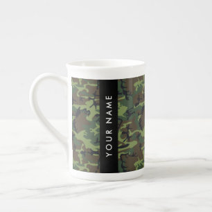 Groen Camouflagepatroon, Jouw naam, Personaliseer Porselein Kop