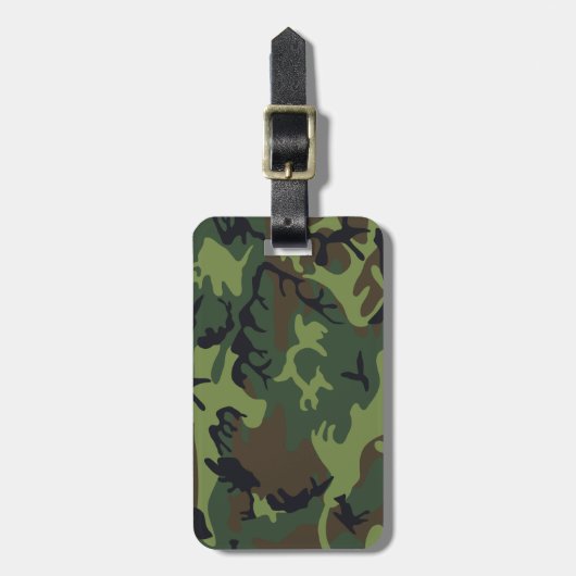 Groen camouflagepatroon, militair patroon, leger bagagelabel (Voorkant verticaal)