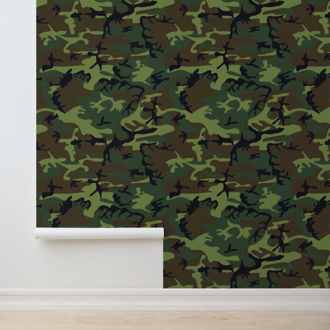 Groen camouflagepatroon, militair patroon, leger behang (Applicatie)