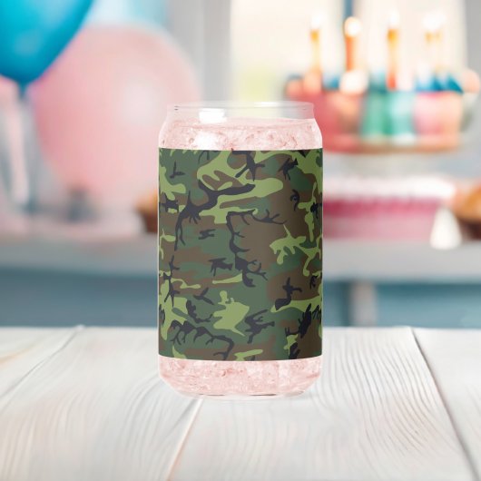 Groen camouflagepatroon, militair patroon, leger blikvorm glas (Insitu (Baby Shower))