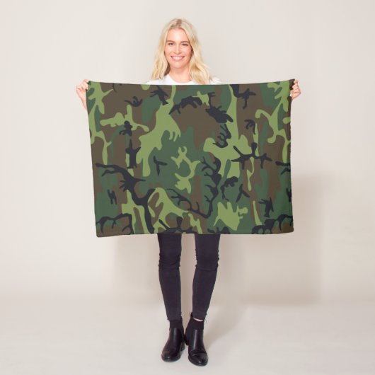Groen camouflagepatroon, militair patroon, leger fleece deken (In situ)