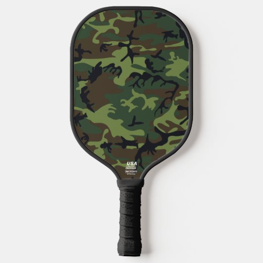Groen camouflagepatroon, militair patroon, leger pickleball paddle (Achterkant)