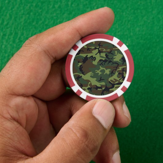 Groen camouflagepatroon, militair patroon, leger poker chips (Hand)