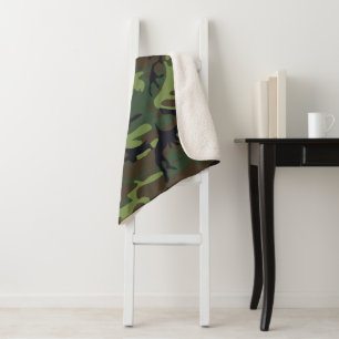 Groen camouflagepatroon, militair patroon, leger sherpa deken