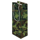 Groen camouflagepatroon, militair patroon, leger wijn cadeautas (Voorkant Gekanteld)