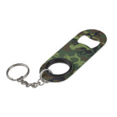 Groen camouflagepatroon mini flessenopener (Voorkant Gekanteld)