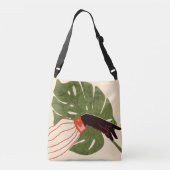 Groen canvas, rood accent crossbody tas (Achterkant)