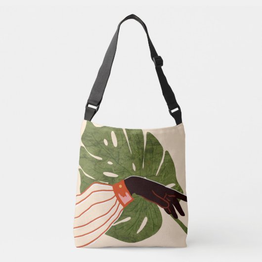 Groen canvas, rood accent crossbody tas (Voorkant)
