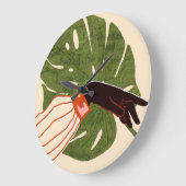 Groen canvas, rood accent grote klok (Hoek)