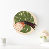 Groen canvas, rood accent grote klok (Huis)