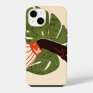 Groen canvas, rood accent iPhone 14 hoesje