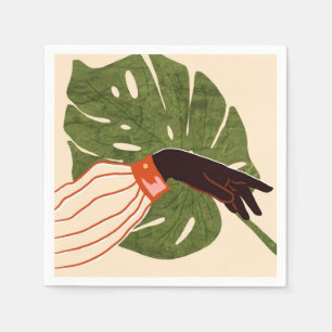 Groen canvas, rood accent servet