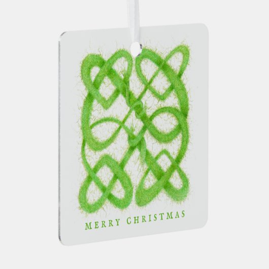 GROEN CELTIC KNOOP Metalen Vierkant Ornament + Tek (Voorkant Rechts)