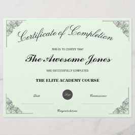Groen certificaat van voltooiing met Aangepaste Lo