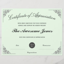 Groen certificaat van waardebepaling met aangepast