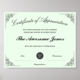 Groen Certificaat van Waardering Aangepast Logo Poster