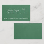 Groen Chalkboard Apple substitute leraar Tutor Visitekaartje (Voorkant / Achterkant)