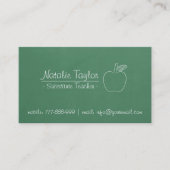Groen Chalkboard Apple substitute leraar Tutor Visitekaartje (Voorkant)