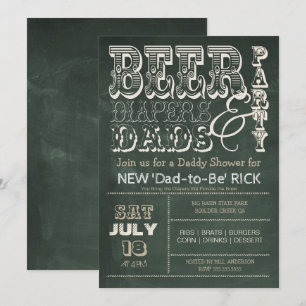 Groen Chalkboard BEER Diapers & DADS Baby shower Kaart