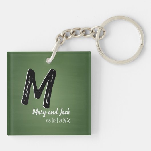 Groen Chalkboard Rustic Old School Budget Value Sleutelhanger (Achterkant)