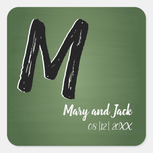 Groen Chalkboard Rustic Old School Budget Value Vierkante Sticker (Voorkant)