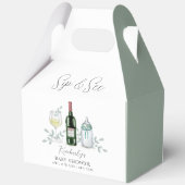 Groen Champagne Sip & See Baby shower Bedankdoosjes (Achterkant)