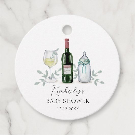 Groen Champagne Sip & See Baby shower Bedankjes Labels (Voorkant)