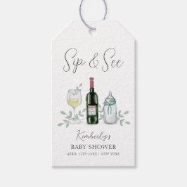 Groen Champagne Sip & See Baby shower Cadeaulabel