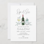 Groen Champagne Sip & See Baby shower Kaart (Voorkant)