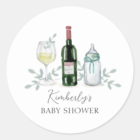 Groen Champagne Sip & See Baby shower Ronde Sticker (Voorkant)