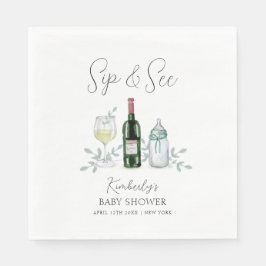 Groen Champagne Sip & See Baby shower Servet