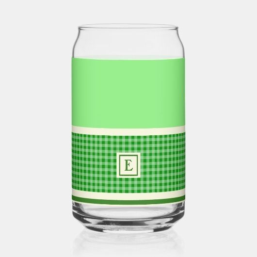 Groen chequemonogram blikvorm glas (Voorkant)