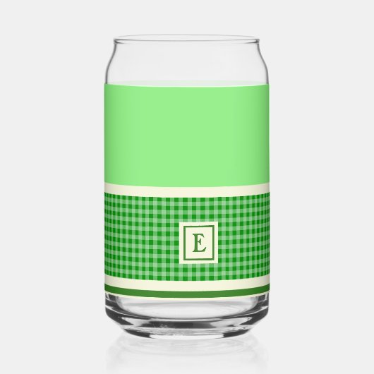 Groen chequemonogram blikvorm glas (Achterkant)