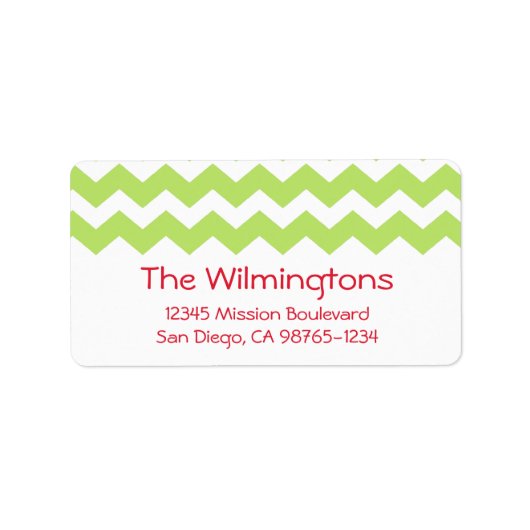 Groen chevron zigzag patroon retour adres etiket (Voorkant)
