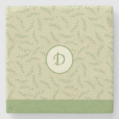 Groen Chic Bladeren Monogram Stenen Onderzetter (Voorkant)