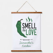 Groen Chili Ruik de liefde Hangend Wandkleed (Voorkant)