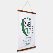 Groen Chili Ruik de liefde Hangend Wandkleed (Gebogen)