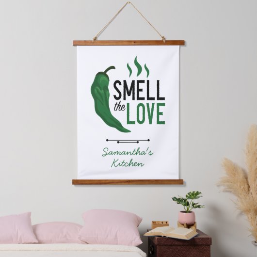 Groen Chili Ruik de liefde Hangend Wandkleed (Slaapkamer)