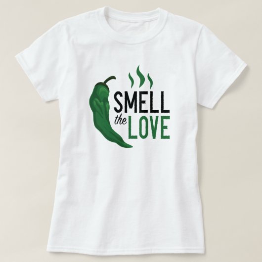 Groen Chili Ruik de liefde T-shirt (Design voorkant)