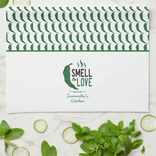 Groen Chili Ruilt de Love Kitchen Towel Theedoek (Gevouwen)